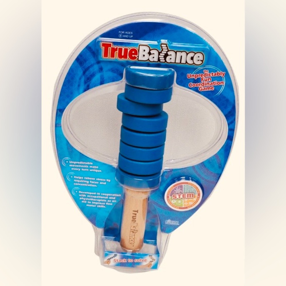 True Balance by Excite Blue Wooden Stem Toy Eco-Friendly Original